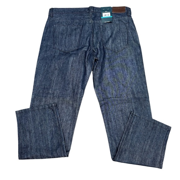 Men's Perry Ellis Jeans 36 x 32 Pants Dark Navy Blue Cotton Straight Denim NWT - Picture 3 of 10
